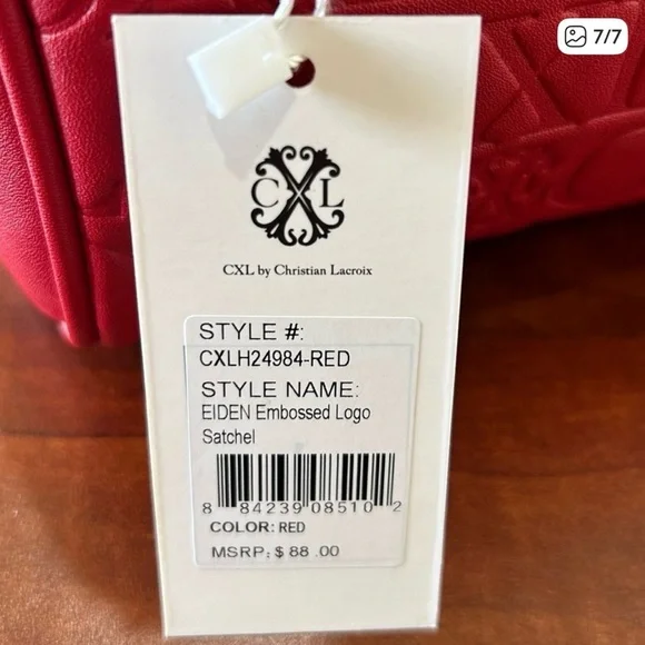 Christian Lacroix Red Embossed Satchel - Picture 6 of 6